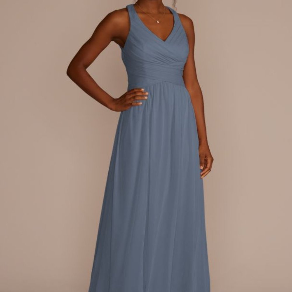 David's Bridal | Bridesmaid Dress | Steel Blue